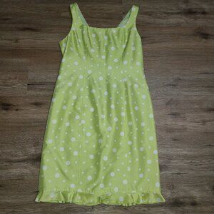 Teri Jon Rickie Freeman 8 Sheath Dress 100% Silk Polka dot Sleeveless Ruffle